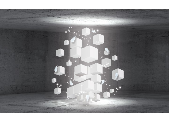 Fotobehang Vlies | 3D, Betonlook | Grijs | 254x184cm