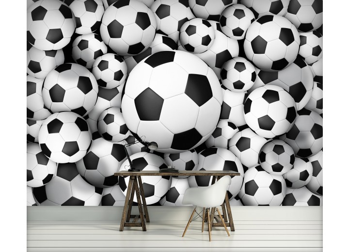 Fotobehang Papier Voetbal | Zwart, Wit | 368x254cm