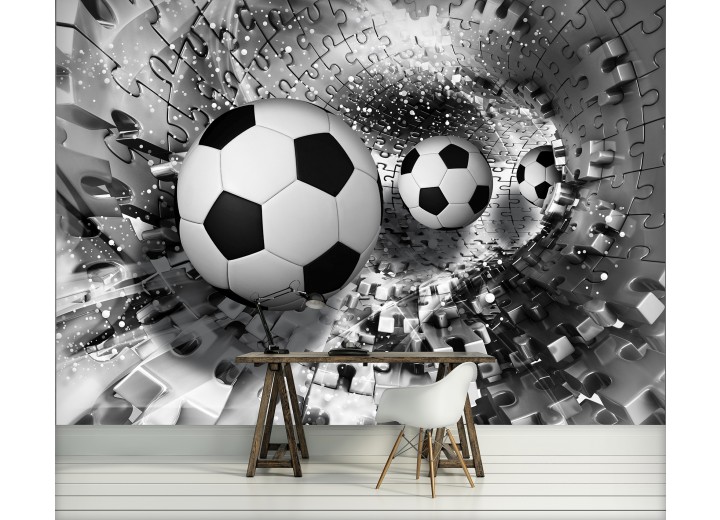 Fotobehang Voetbal | Zwart, Wit | 208x146cm