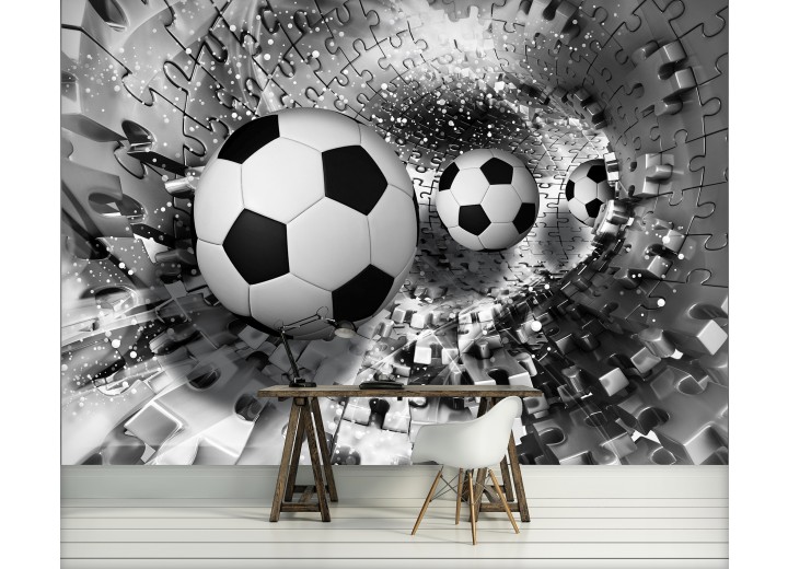 Fotobehang Voetbal | Zwart, Wit | 152,5x104cm