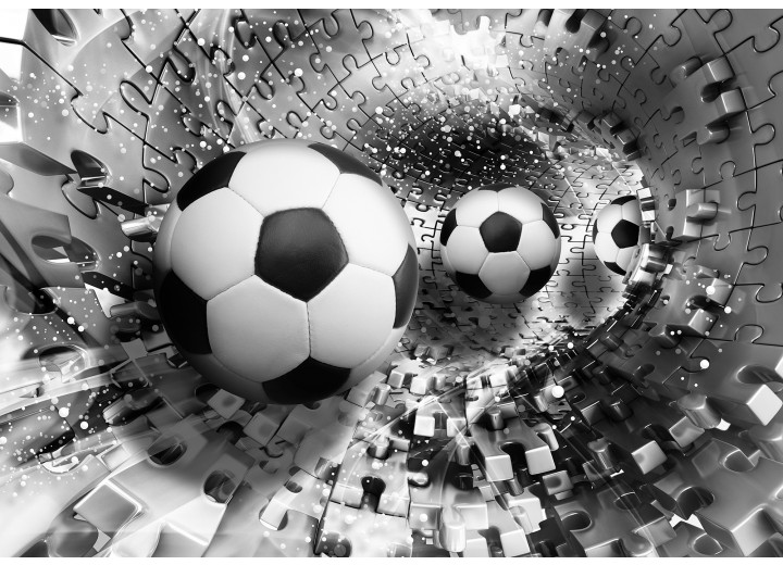 Fotobehang Vlies | Voetbal | Zwart, Wit | 254x184cm