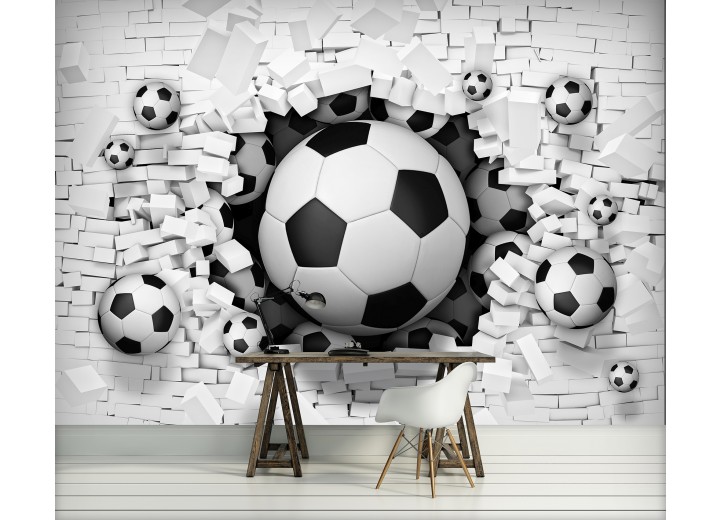 Fotobehang Voetbal | Zwart, Wit | 152,5x104cm