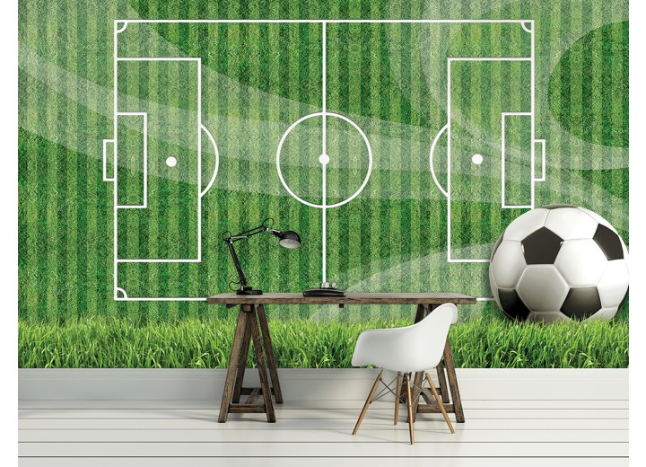 Fotobehang Voetbal | Groen, Wit | 152,5x104cm