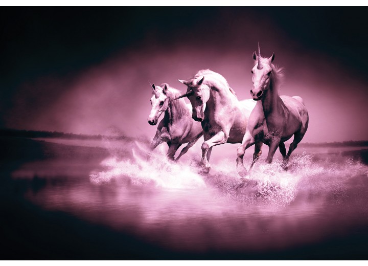 Fotobehang Vlies | Paarden | Paars | 254x184cm