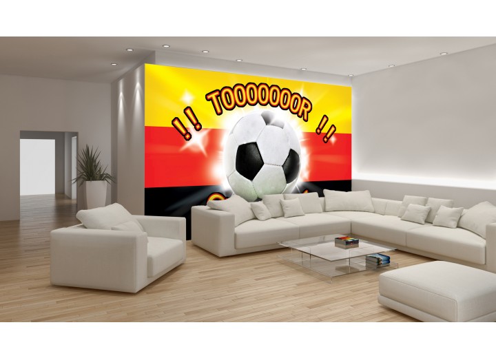 Fotobehang Voetbal | Rood, Zwart | 312x219cm