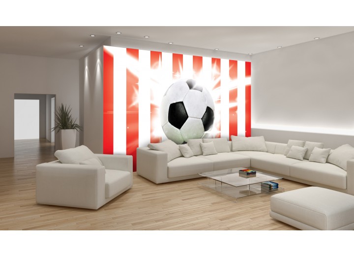 Fotobehang Voetbal | Rood, Wit | 152,5x104cm