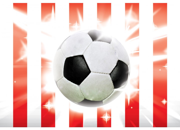 Fotobehang Vlies | Voetbal | Rood, Wit | 254x184cm