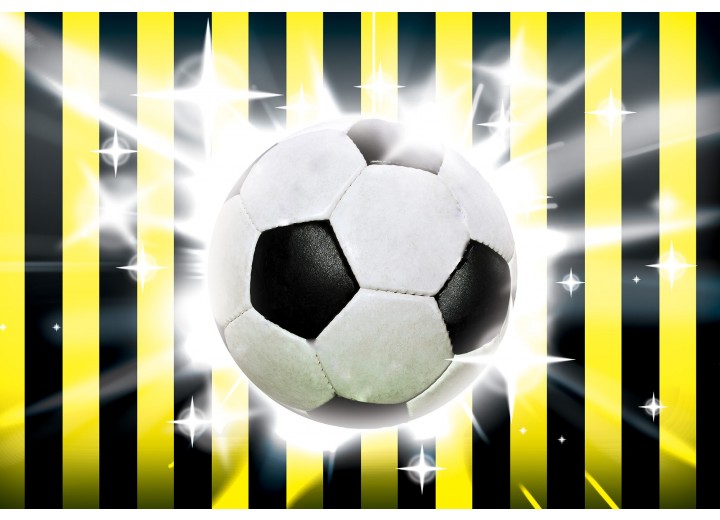Fotobehang Vlies | Voetbal | Zwart, Geel | 254x184cm