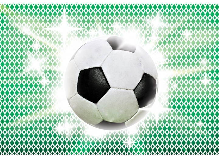 Fotobehang Vlies | Voetbal | Groen, Wit | 254x184cm