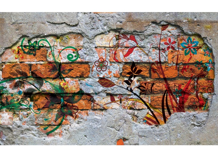 Fotobehang Vlies | Graffiti | Oranje | 254x184cm