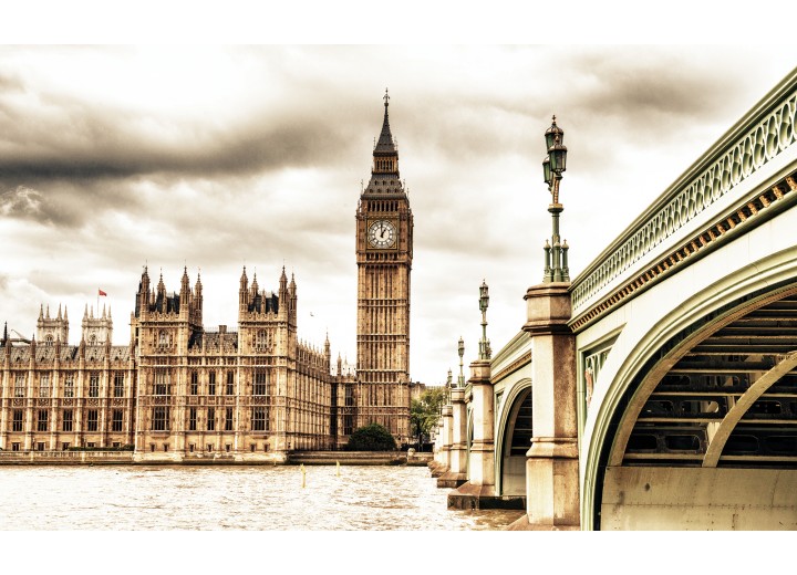 Fotobehang Vlies | London | Sepia | 254x184cm