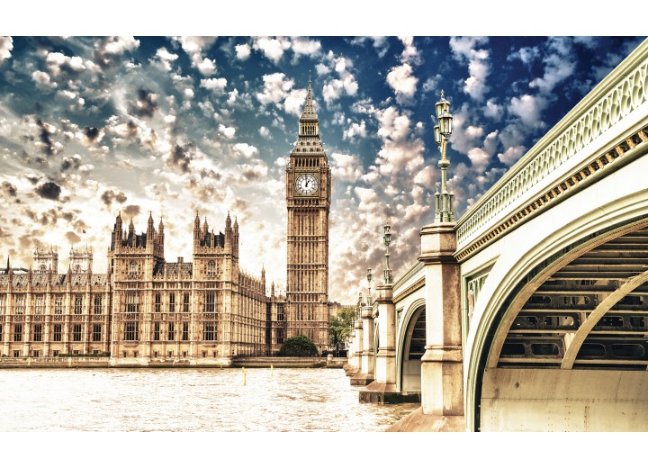 Fotobehang Vlies | London | Sepia | 254x184cm