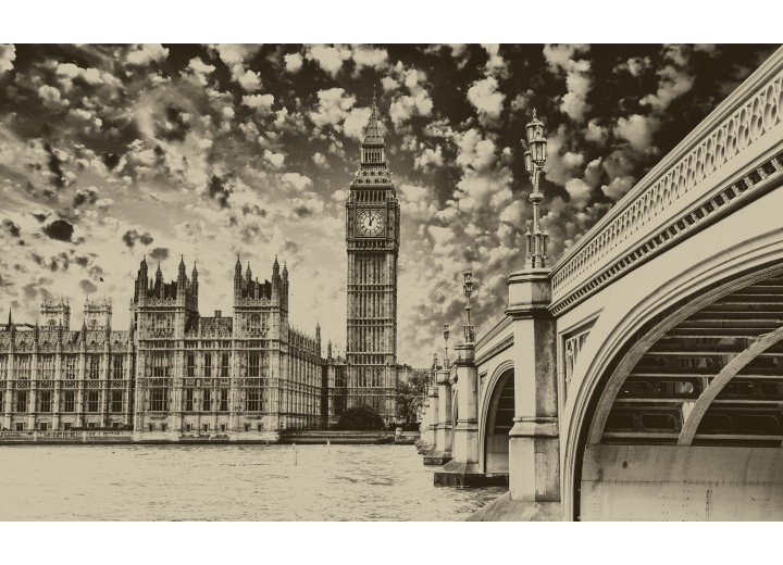Fotobehang Vlies | London | Sepia | 254x184cm