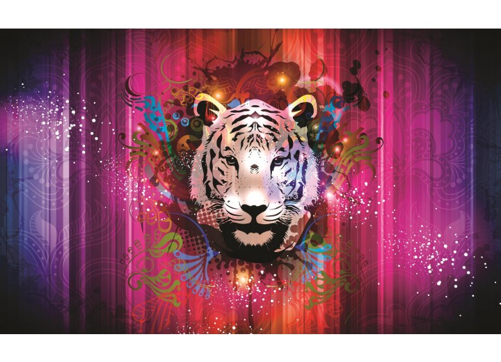 Fotobehang Vlies | Tijger | Rood | 254x184cm