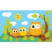 Fotobehang Uilen | Groen, Blauw | 104x70,5cm