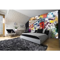 Fotobehang Vlies | Graffiti | Groen, Geel | 254x184cm