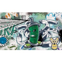 Fotobehang Graffiti | Groen, Grijs | 152,5x104cm