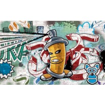 Fotobehang Papier Graffiti | Groen, Blauw | 368x254cm