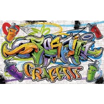 Fotobehang Papier Graffiti, Street art | Geel | 254x184cm