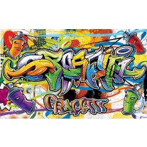 Fotobehang Papier Graffiti, Street art | Groen | 254x184cm