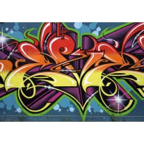 Fotobehang Papier Graffiti, Street art | Blauw | 368x254cm