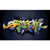 Fotobehang Papier Graffiti | Zwart, Groen | 254x184cm