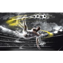Fotobehang Papier Voetbal | Grijs, Geel | 368x254cm