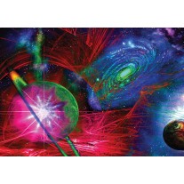 Fotobehang Planeten | Blauw, Rood | 152,5x104cm