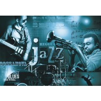 Fotobehang Papier Muziek, Jazz | Blauw | 254x184cm