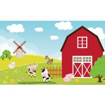 Fotobehang Kinderboerderij | Rood, Groen | 152,5x104cm