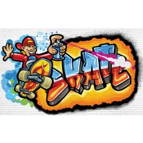 Fotobehang Graffiti | Blauw, Oranje | 152,5x104cm
