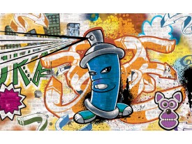 Fotobehang Papier Graffiti | Oranje, Blauw | 368x254cm