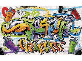 Fotobehang Graffiti, Street art | Geel | 152,5x104cm