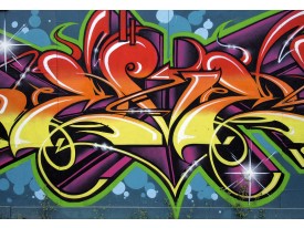 Fotobehang Graffiti, Street art | Blauw | 312x219cm