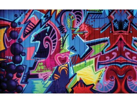 Fotobehang Graffiti | Blauw, Rood | 104x70,5cm