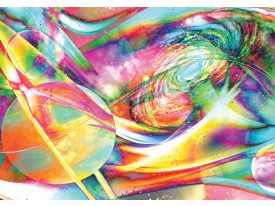 Fotobehang Planeten, Abstract | Geel, Groen | 152,5x104cm