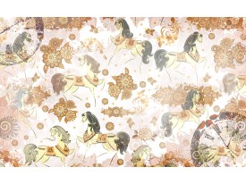 Fotobehang Paarden | Bruin, Crème | 208x146cm