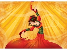 Fotobehang Papier Vrouw, Dansen | Geel | 254x184cm