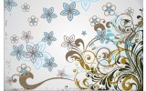 Fotobehang Vlies | Bloemen | Grijs, Blauw | 254x184cm