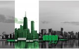Fotobehang Vlies | Stad | Zwart, Groen | 254x184cm