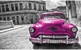 Fotobehang Vlies | Oldtimer, Auto | Roze, Grijs | 254x184cm