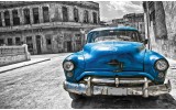 Fotobehang Vlies | Oldtimer, Auto | Blauw, Grijs | 254x184cm