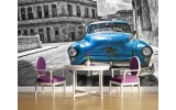 Fotobehang Vlies | Oldtimer, Auto | Blauw, Grijs | 254x184cm