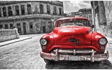 Fotobehang Vlies | Oldtimer, Auto | Grijs, Rood | 254x184cm