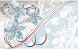 Fotobehang Vlies | Bloemen | Blauw, Grijs | 254x184cm