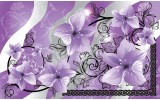 Fotobehang Vlies | Bloemen | Paars, Grijs | 254x184cm