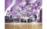Fotobehang Vlies | Bloemen | Paars, Grijs | 254x184cm