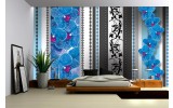 Fotobehang Vlies | Bloemen, Orchidee | Blauw, Grijs | 254x184cm