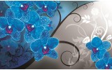 Fotobehang Vlies | Bloemen, Orchidee | Blauw, Grijs | 254x184cm