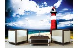 Fotobehang Vlies | Vuurtoren, Strand | Rood | 254x184cm